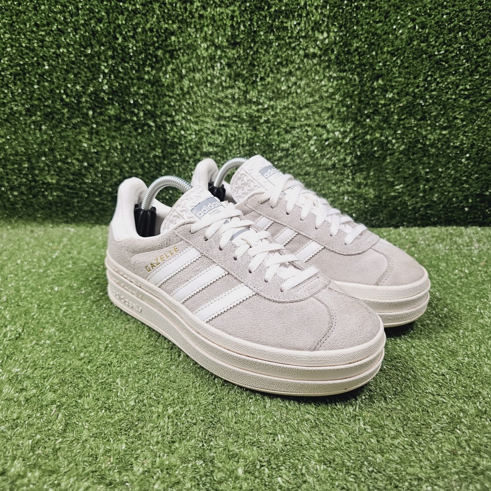 Adidas Gazelle Bold Grey White Suede Platform Sneakers Womens Size 6.5
